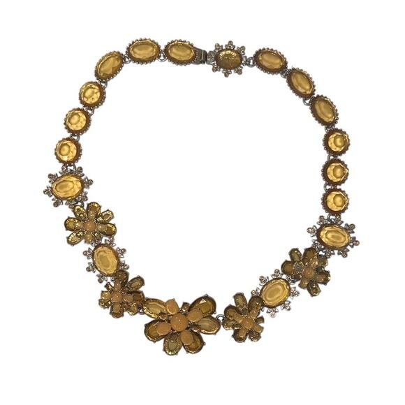 Banana Republic floral yellow Gold Jewel Statement Necklace - Picture 1 of 10